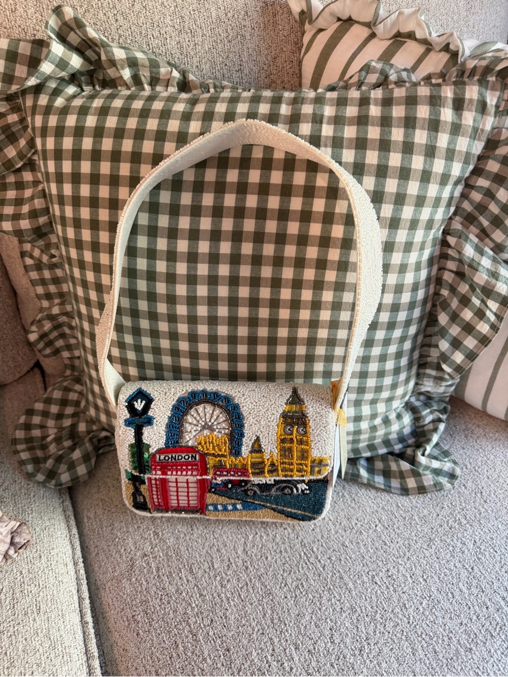Cream London Embroidered Shoulder Bag with Colorful Accents